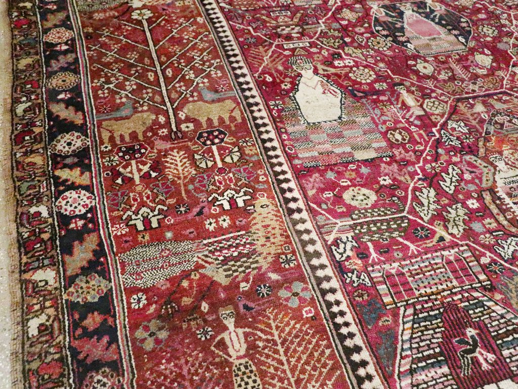 Antique Pictorial Kurdish Rug, No.30391 - Galerie Shabab