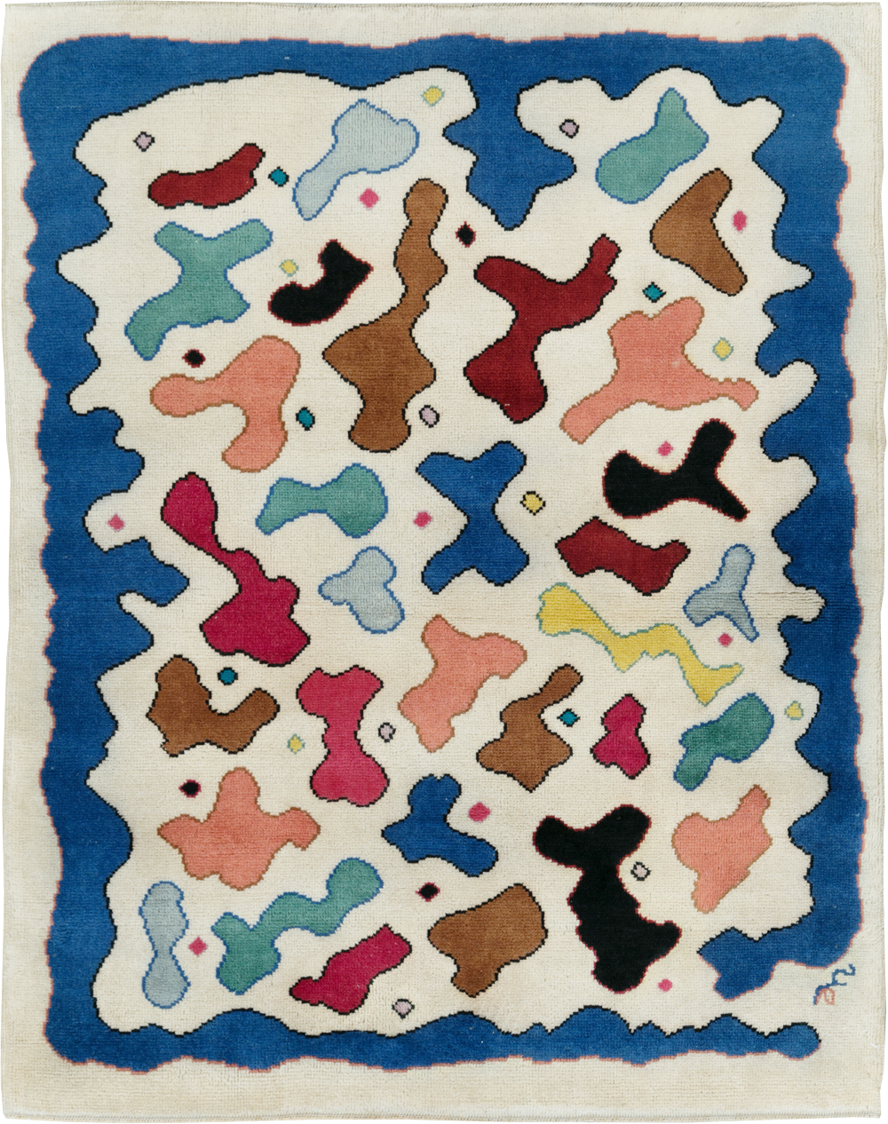 Vintage Turkish Art Deco Style Throw Rug, No.30405 - Galerie Shabab