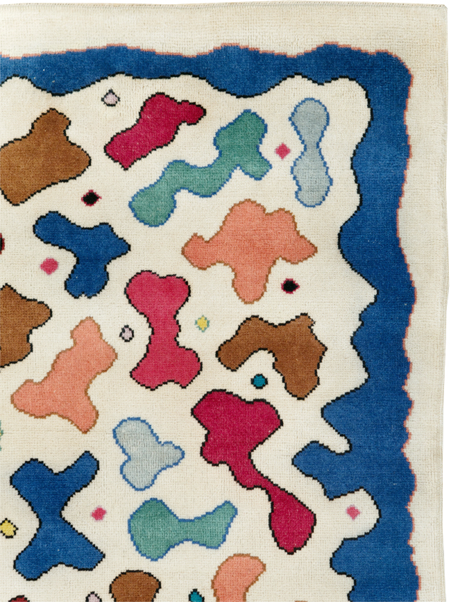 Vintage Turkish Art Deco Style Throw Rug, No.30405 - Galerie Shabab