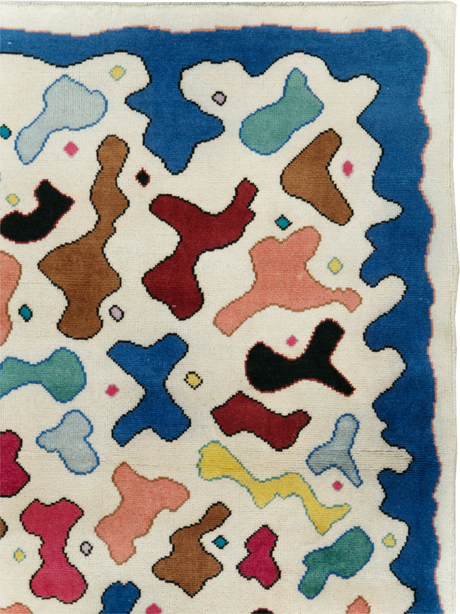 Vintage Turkish Art Deco Style Throw Rug, No.30405 - Galerie Shabab