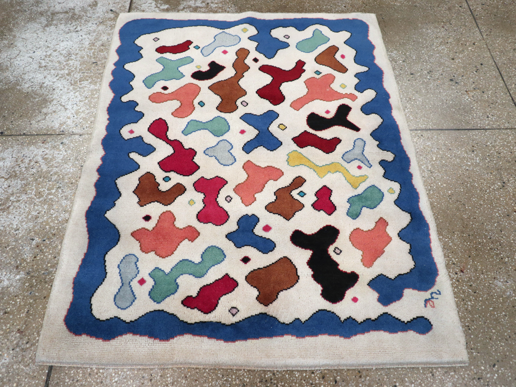 Vintage Turkish Art Deco Style Throw Rug, No.30405 - Galerie Shabab