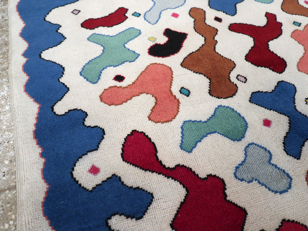 Vintage Turkish Art Deco Style Throw Rug, No.30405 - Galerie Shabab