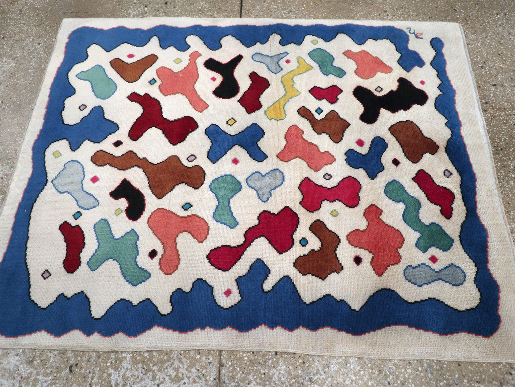 Vintage Turkish Art Deco Style Throw Rug, No.30405 - Galerie Shabab