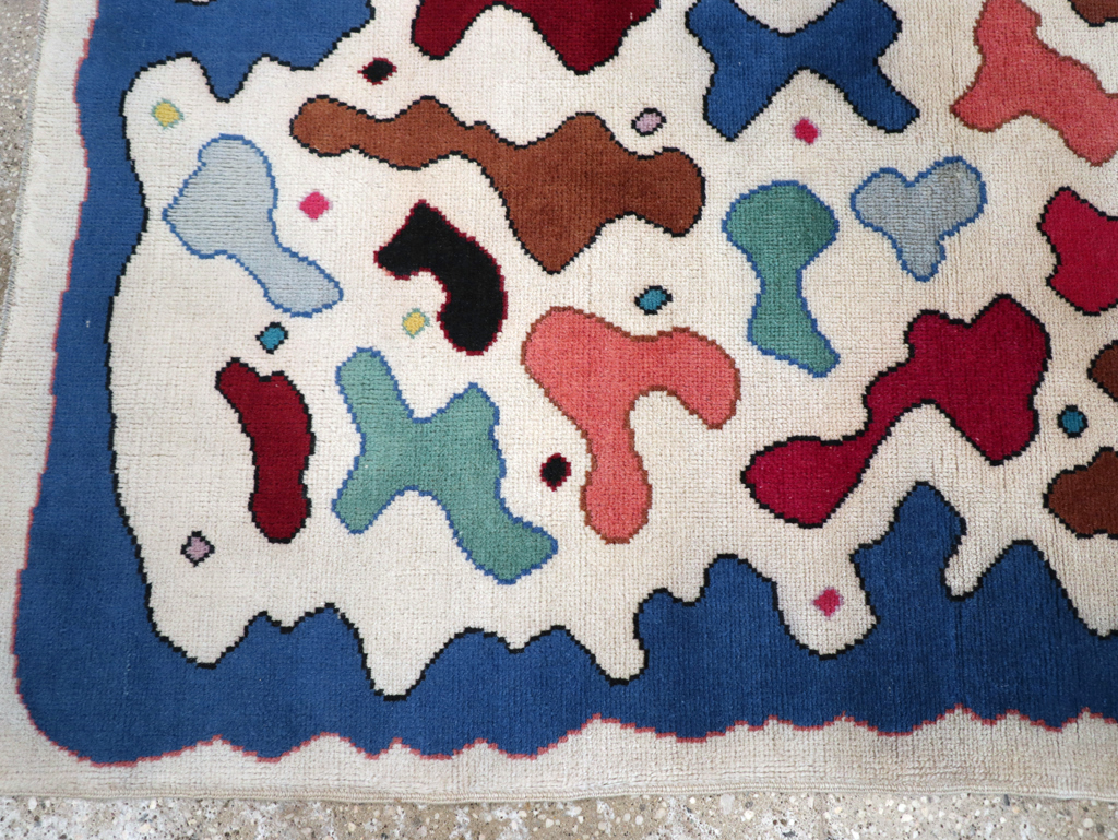 Vintage Turkish Art Deco Style Throw Rug, No.30405 - Galerie Shabab