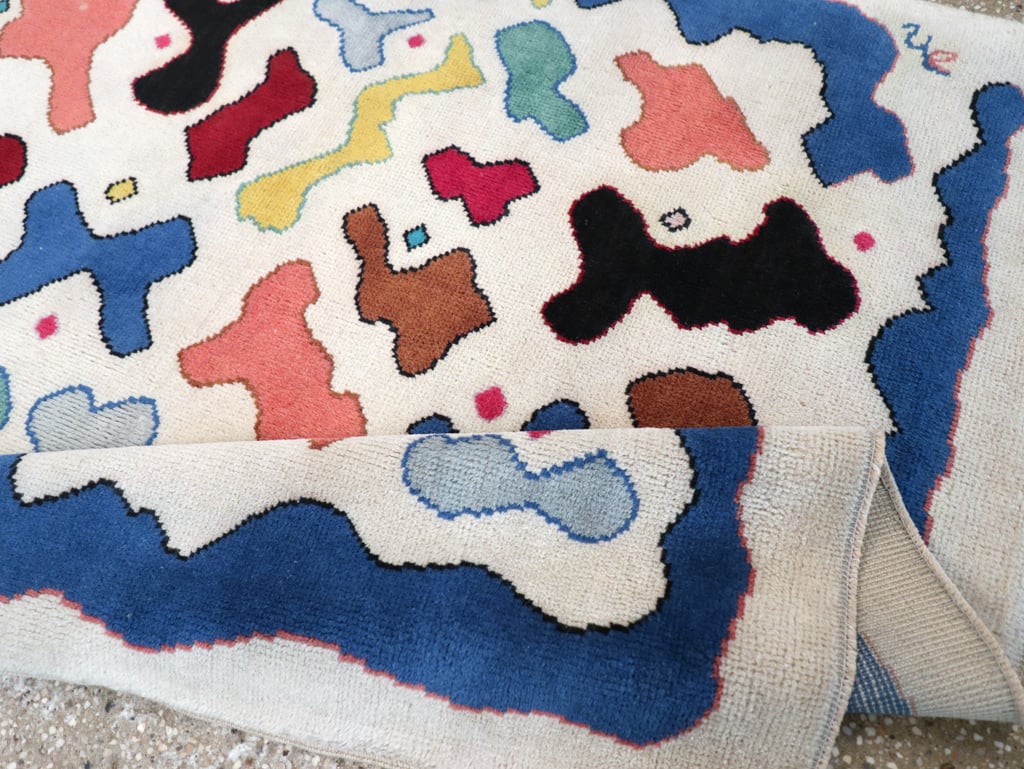 Vintage Turkish Art Deco Style Throw Rug, No.30405 - Galerie Shabab
