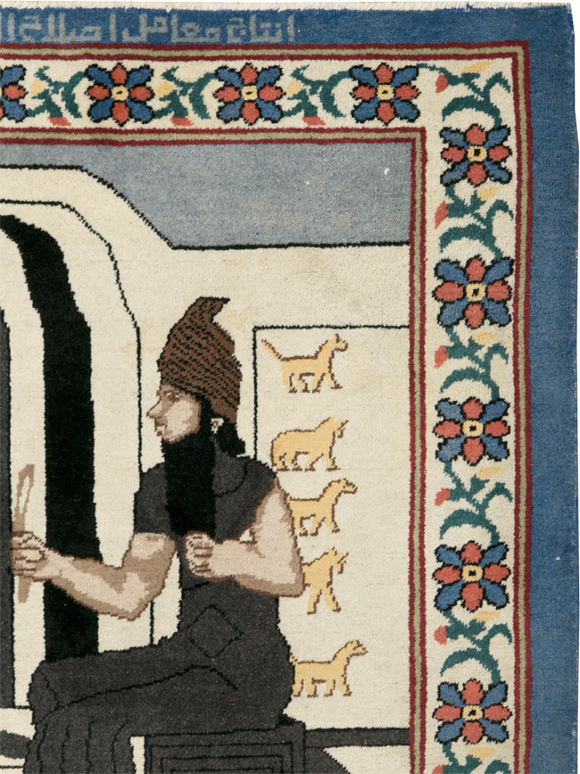 Vintage Egyptian Tabriz Pictorial Rug, No.30406 - Galerie Shabab