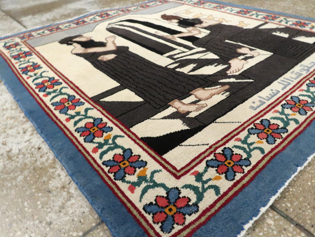 Vintage Egyptian Tabriz Pictorial Rug, No.30406 - Galerie Shabab