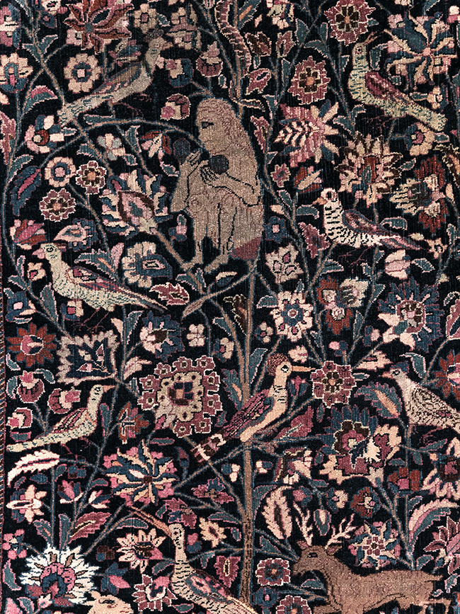 Vintage Persian Pictorial Mashad Rug, No.30407 - Galerie Shabab