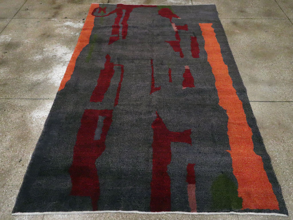 Vintage Turkish Art Deco Style Accent Carpet, No.30408 - Galerie Shabab