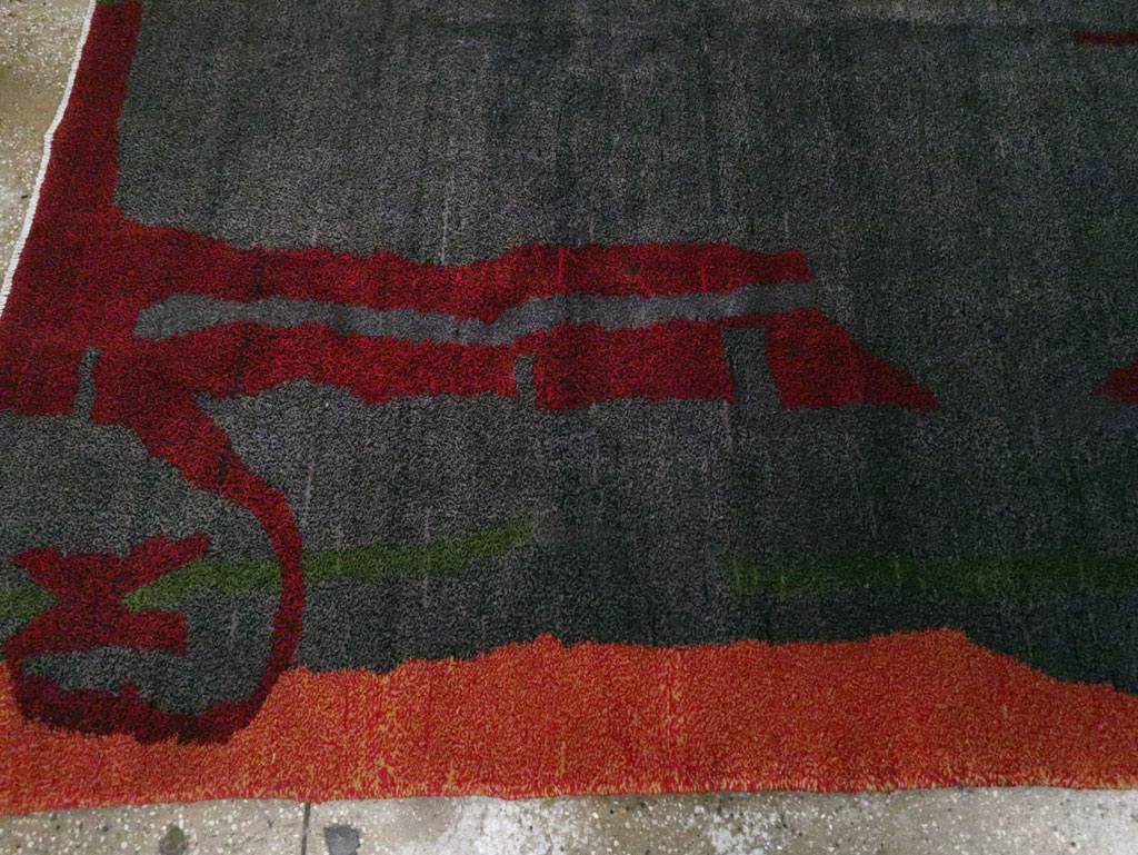 Vintage Turkish Art Deco Style Accent Carpet, No.30408 - Galerie Shabab