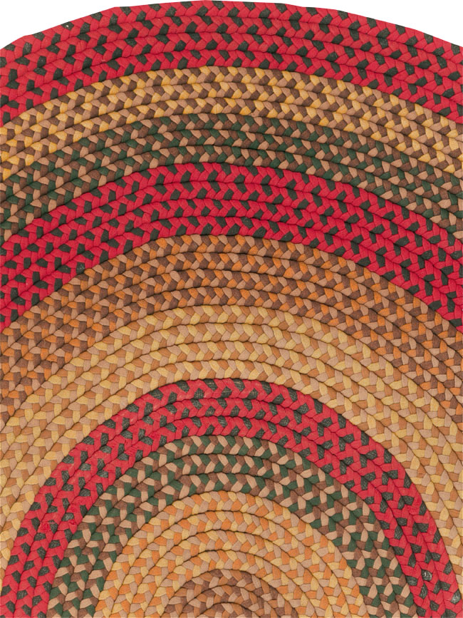 Vintage American Round Oval Braided Room Size Carpet, No.30413 - Galerie Shabab