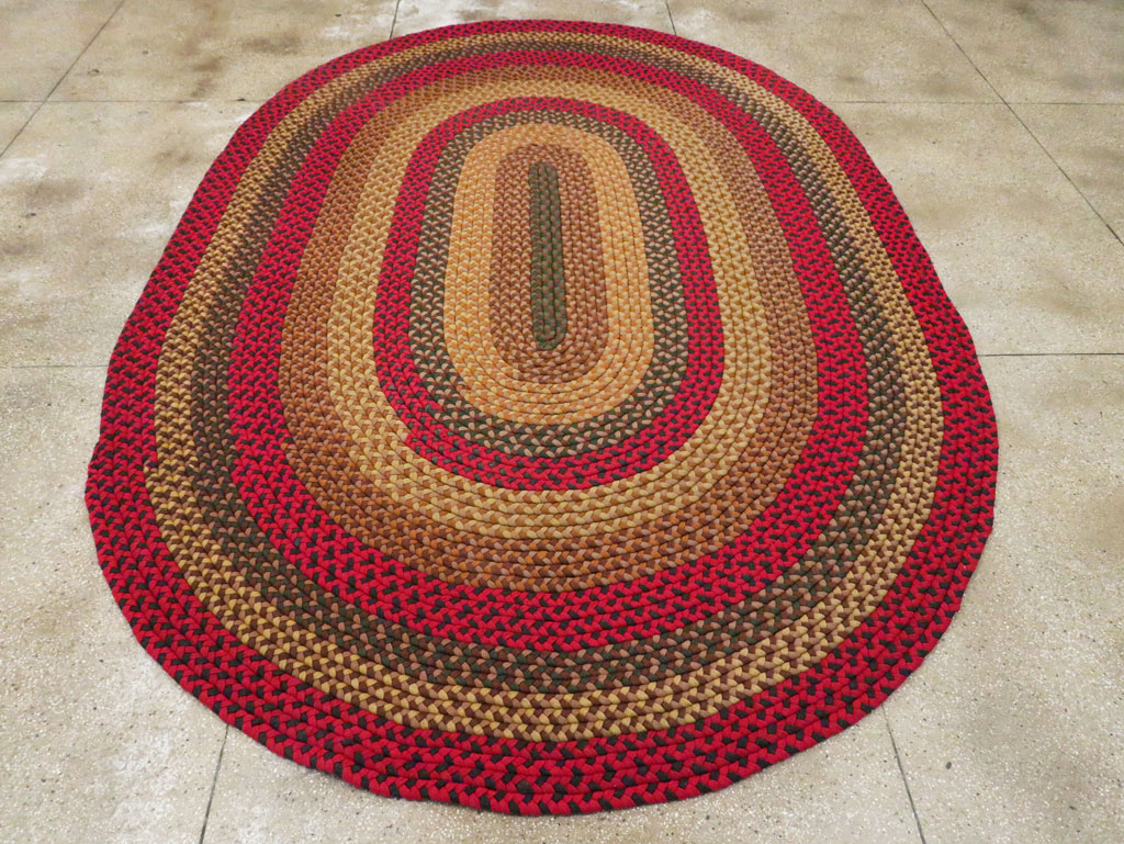 Vintage American Round Oval Braided Room Size Carpet, No.30413 - Galerie Shabab
