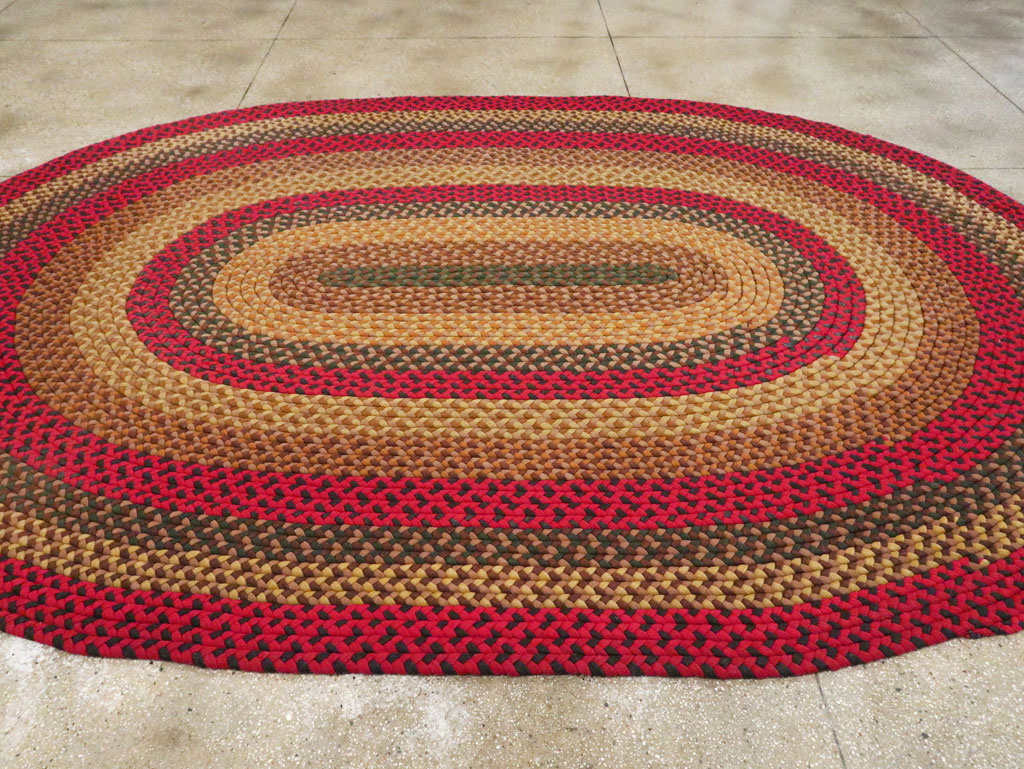 Vintage American Round Oval Braided Room Size Carpet, No.30413 - Galerie Shabab