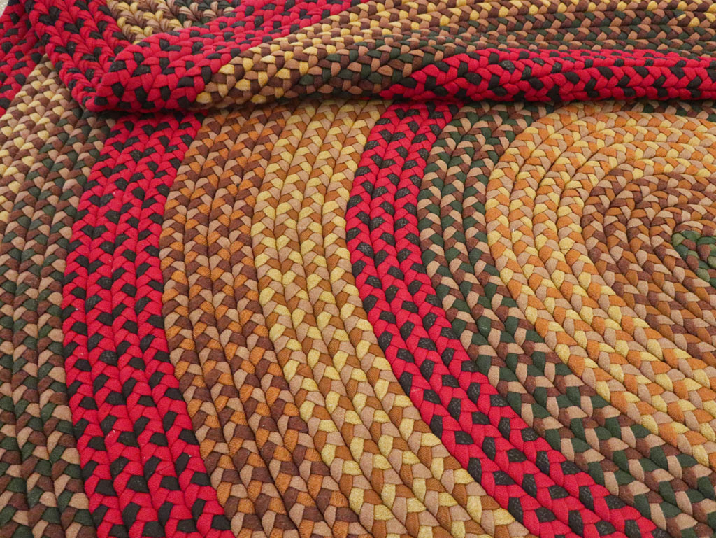 Vintage American Round Oval Braided Room Size Carpet, No.30413 - Galerie Shabab