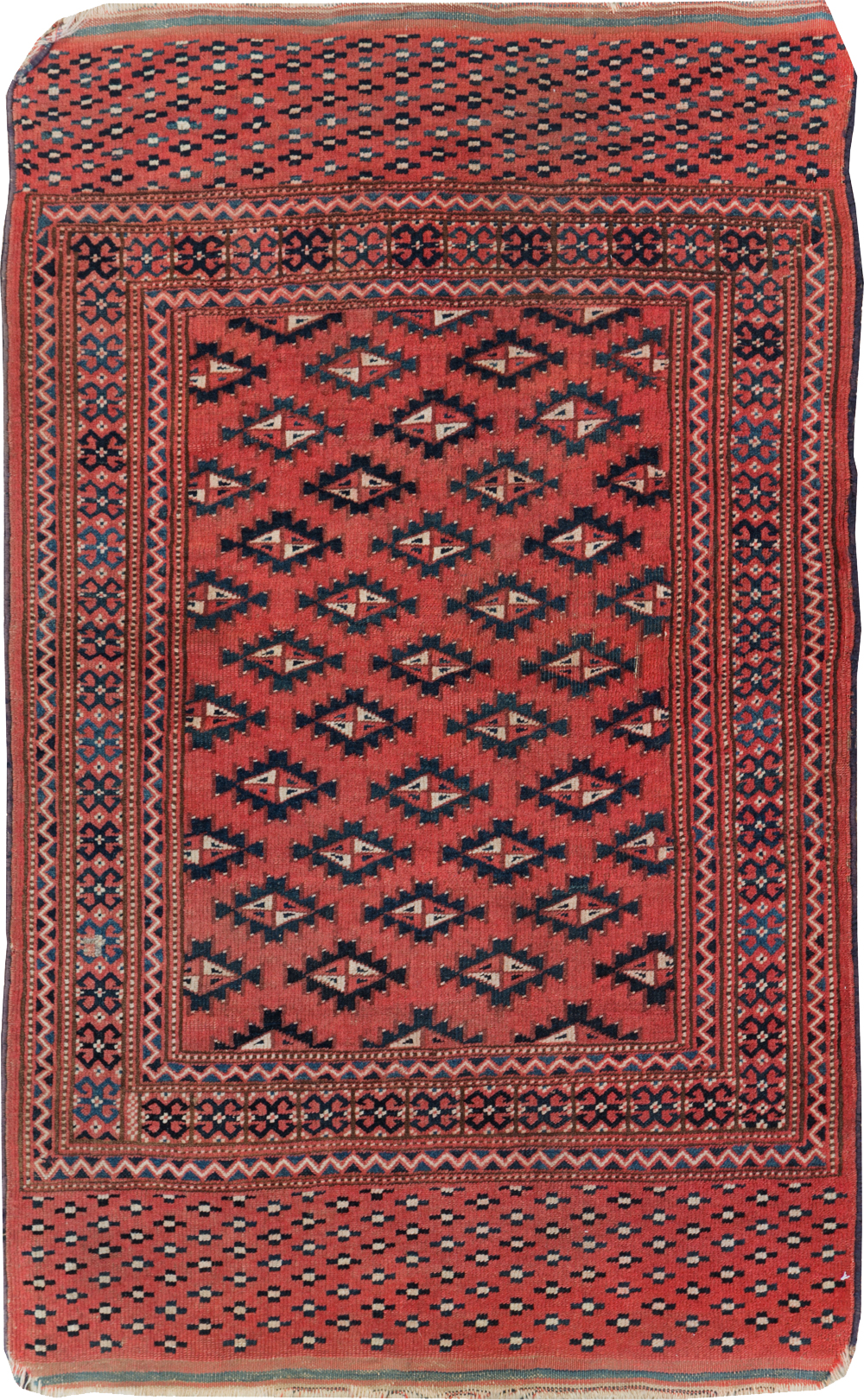 Vintage Central Asian Turkoman Tribal Throw Rug, No.30417 - Galerie Shabab