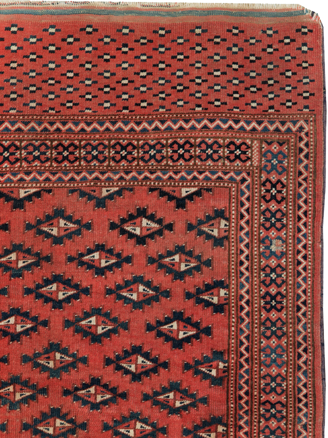 Vintage Central Asian Turkoman Tribal Throw Rug, No.30417 - Galerie Shabab