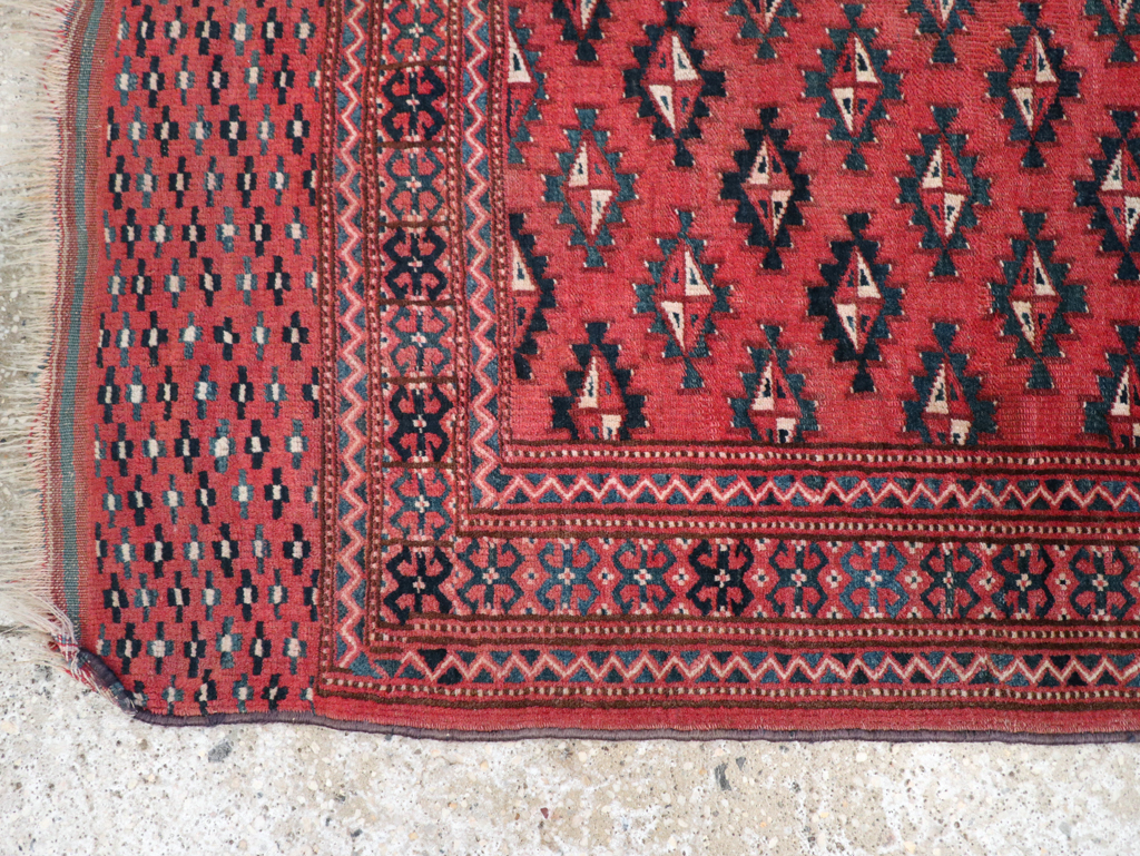 Vintage Central Asian Turkoman Tribal Throw Rug, No.30417 - Galerie Shabab