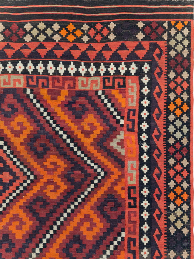 Vintage Afghan Tribal Flatweave Kilim Small Room Size Carpet, No.30420 - Galerie Shabab