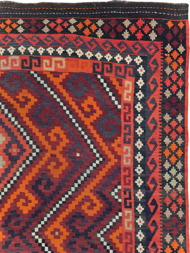 Vintage Afghan Tribal Flatweave Kilim Small Room Size Carpet, No.30420 - Galerie Shabab