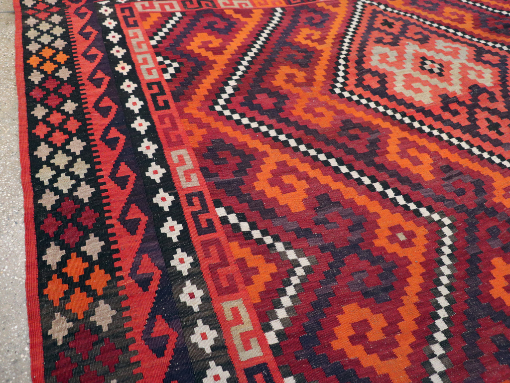 Vintage Afghan Tribal Flatweave Kilim Small Room Size Carpet, No.30420 - Galerie Shabab