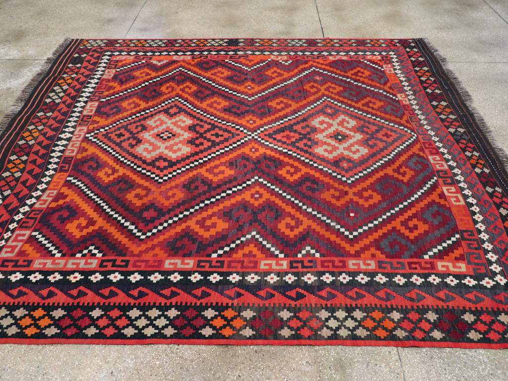 Vintage Afghan Tribal Flatweave Kilim Small Room Size Carpet, No.30420 - Galerie Shabab