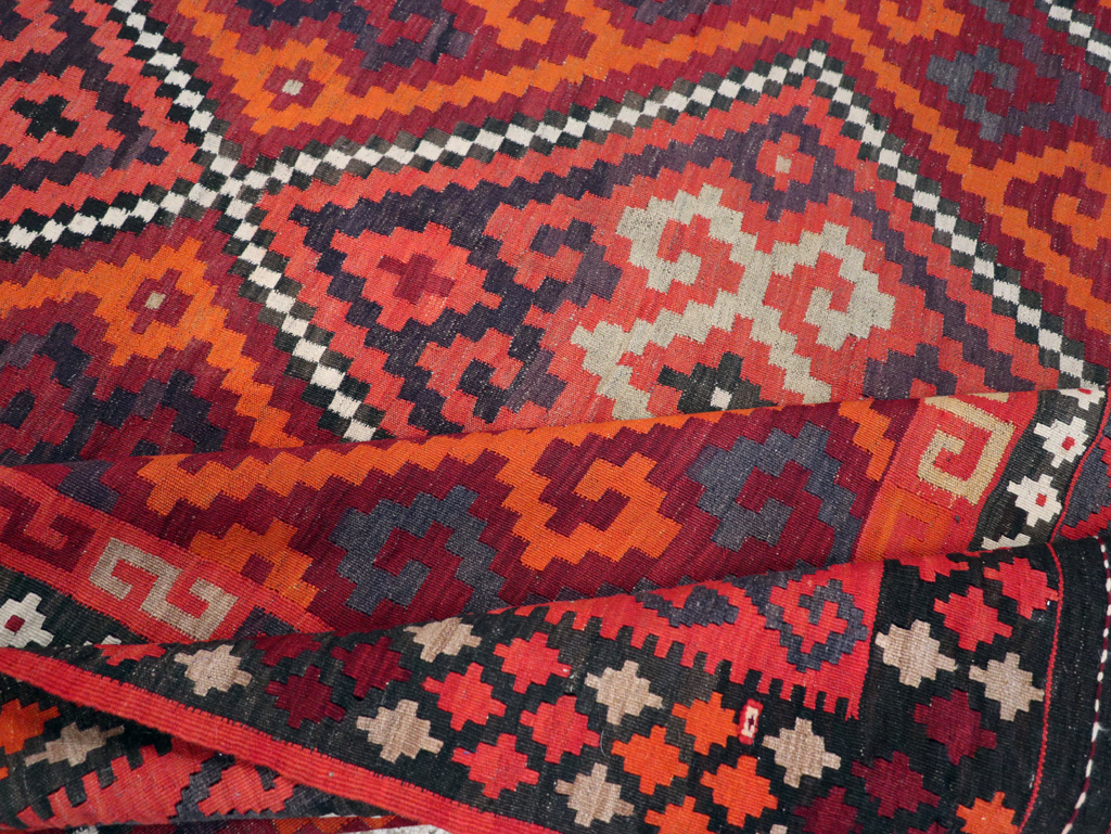 Vintage Afghan Tribal Flatweave Kilim Small Room Size Carpet, No.30420 - Galerie Shabab