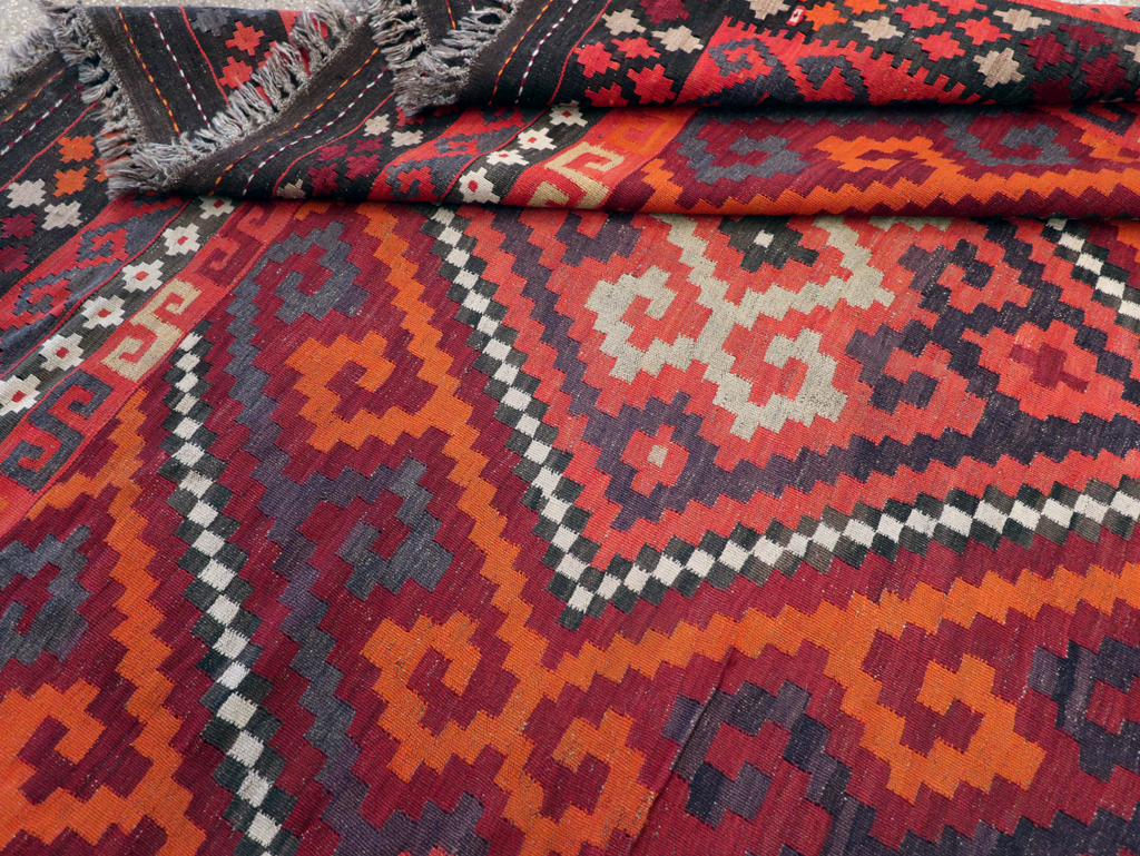 Vintage Afghan Tribal Flatweave Kilim Small Room Size Carpet, No.30420 - Galerie Shabab