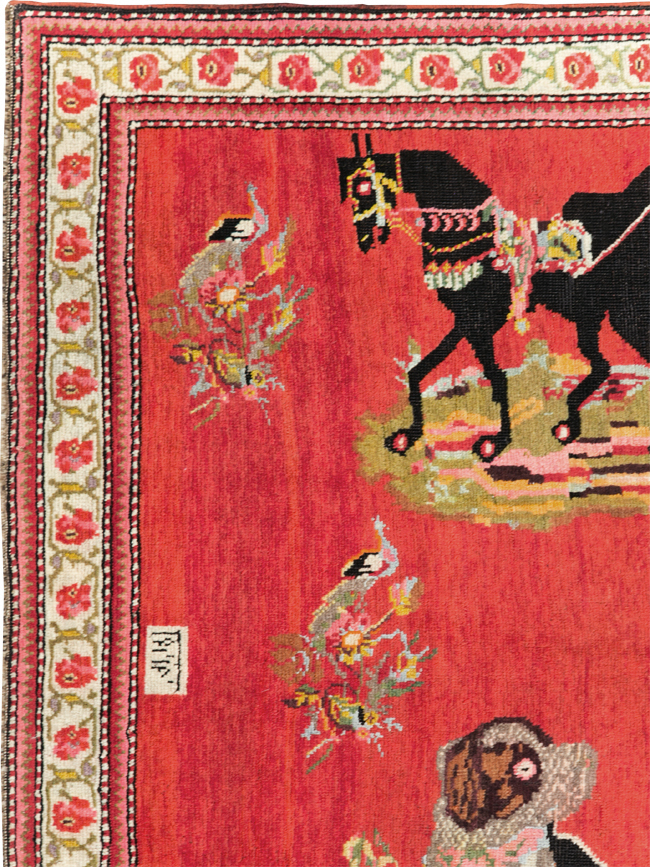 Vintage Pictorial Karabagh Rug, No.30422 - Galerie Shabab