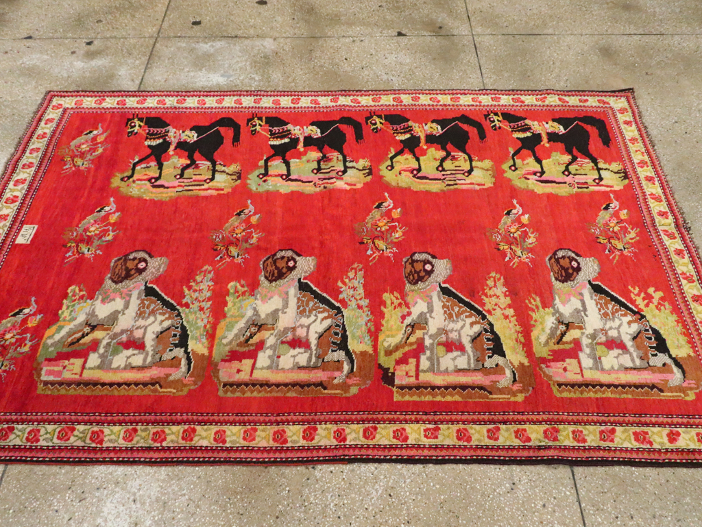 Vintage Pictorial Karabagh Rug, No.30422 - Galerie Shabab