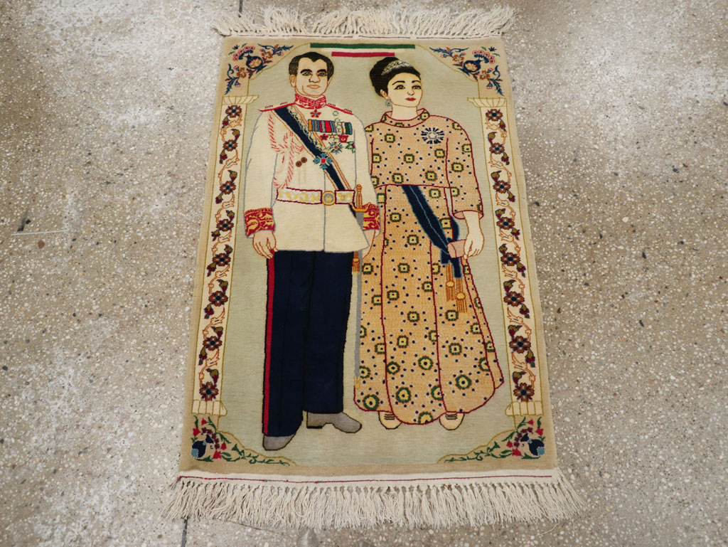 Vintage Persian Pictorial Kashan Rug, No.30438 - Galerie Shabab