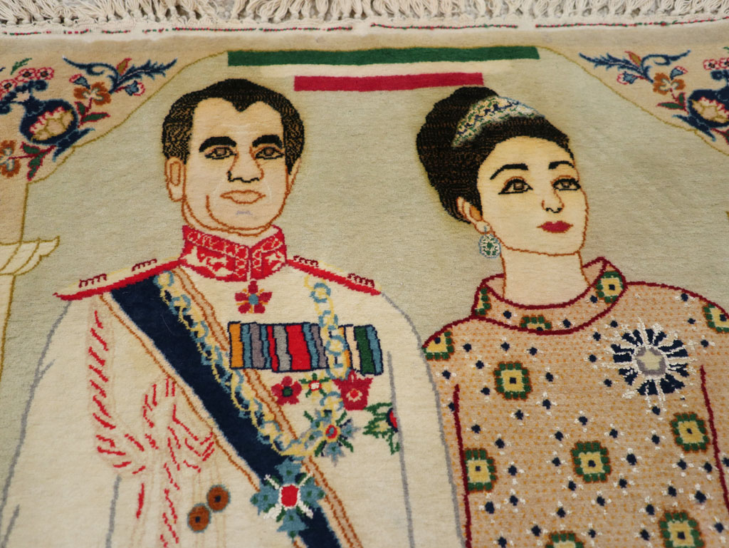 Vintage Persian Pictorial Kashan Rug, No.30438 - Galerie Shabab