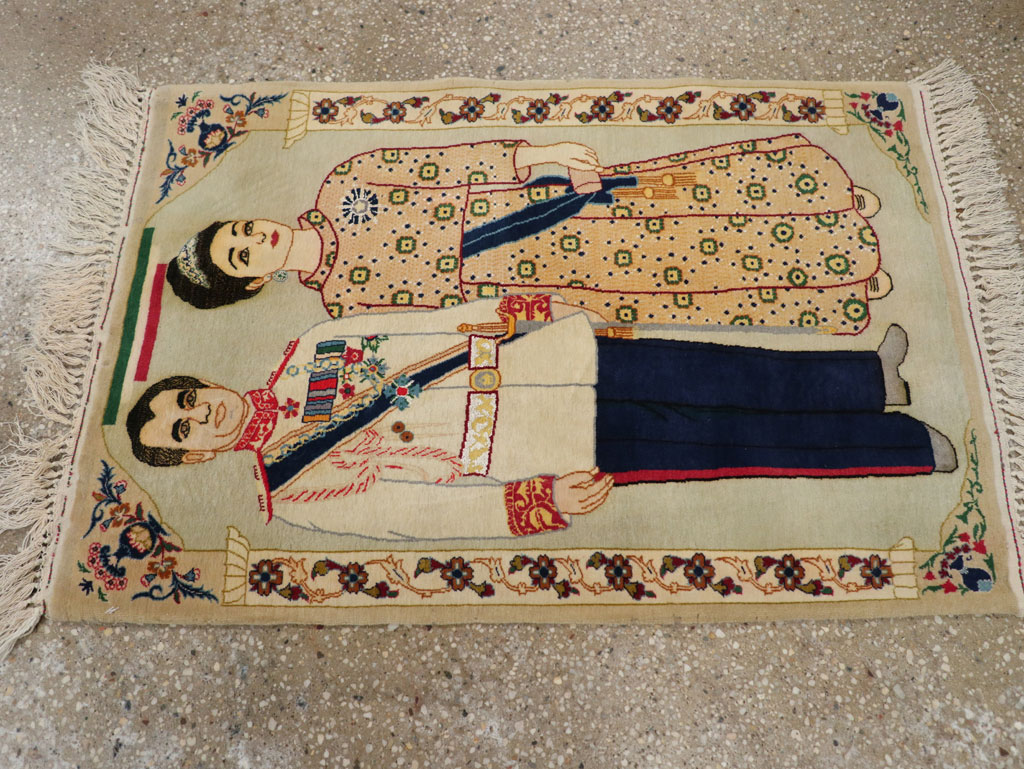 Vintage Persian Pictorial Kashan Rug, No.30438 - Galerie Shabab