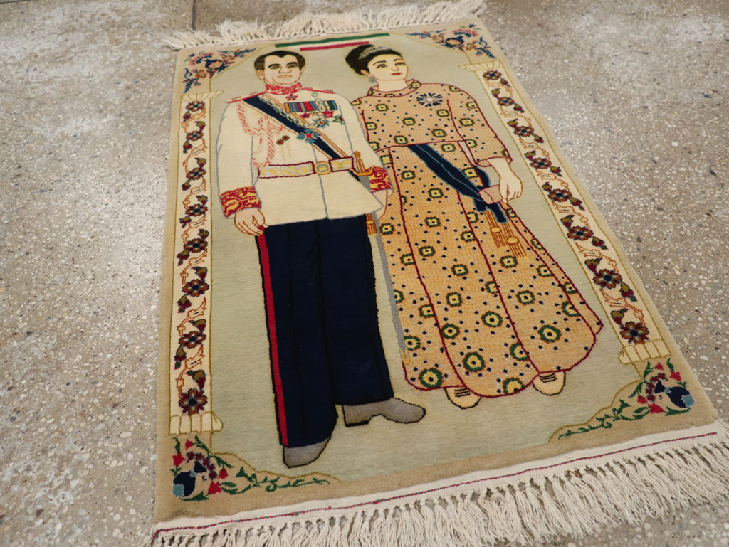 Vintage Persian Pictorial Kashan Rug, No.30438 - Galerie Shabab