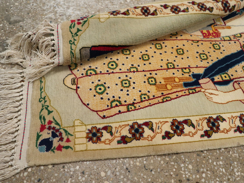 Vintage Persian Pictorial Kashan Rug, No.30438 - Galerie Shabab