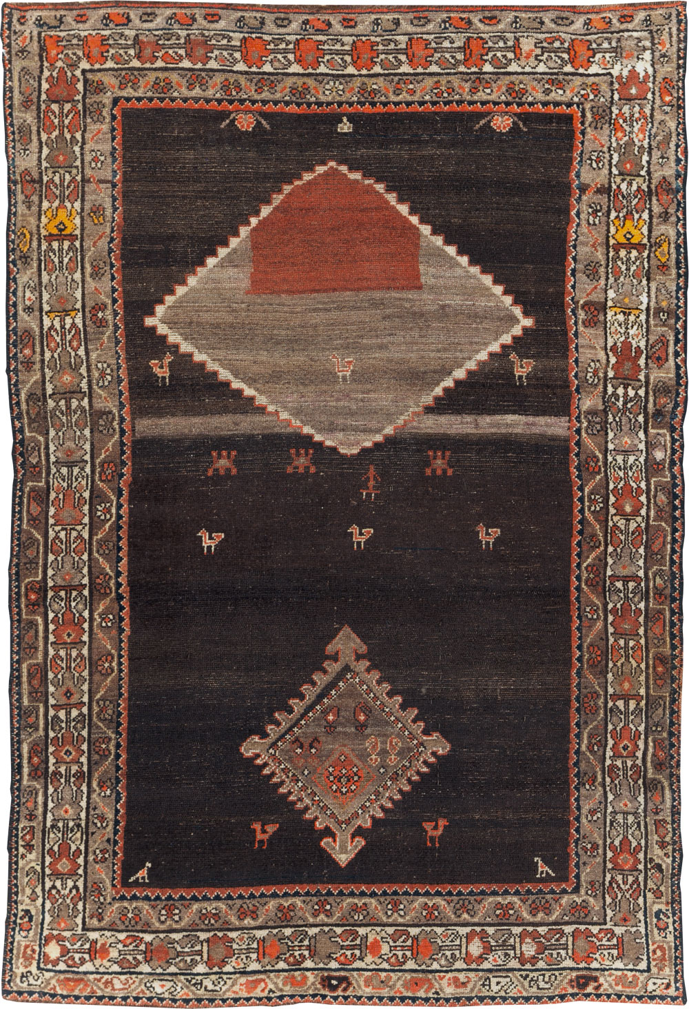 Antique Persian Hamadan Accent Rug, No.30439 - Galerie Shabab