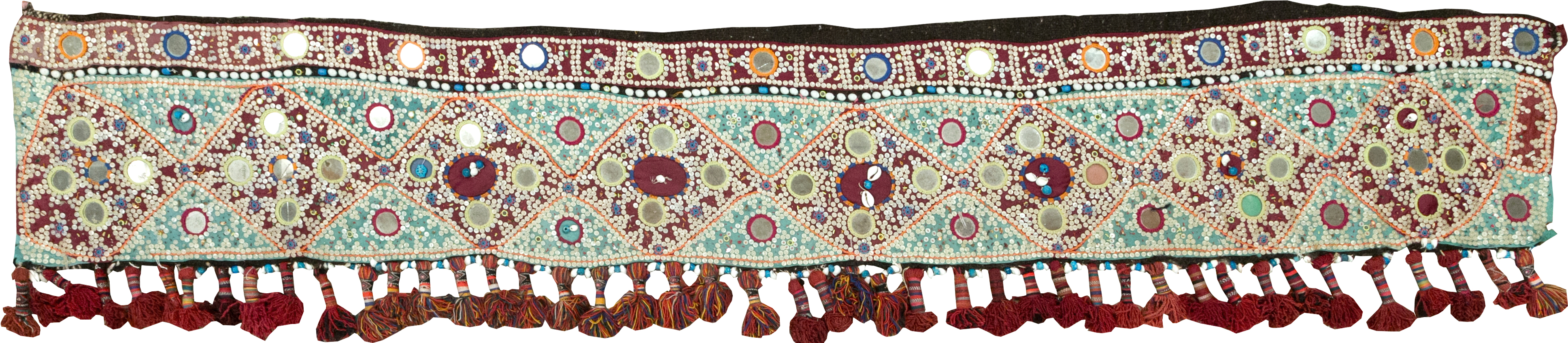 Vintage Persian Embroidered and Beaded Door Overhang Textile, No.30454 - Galerie Shabab