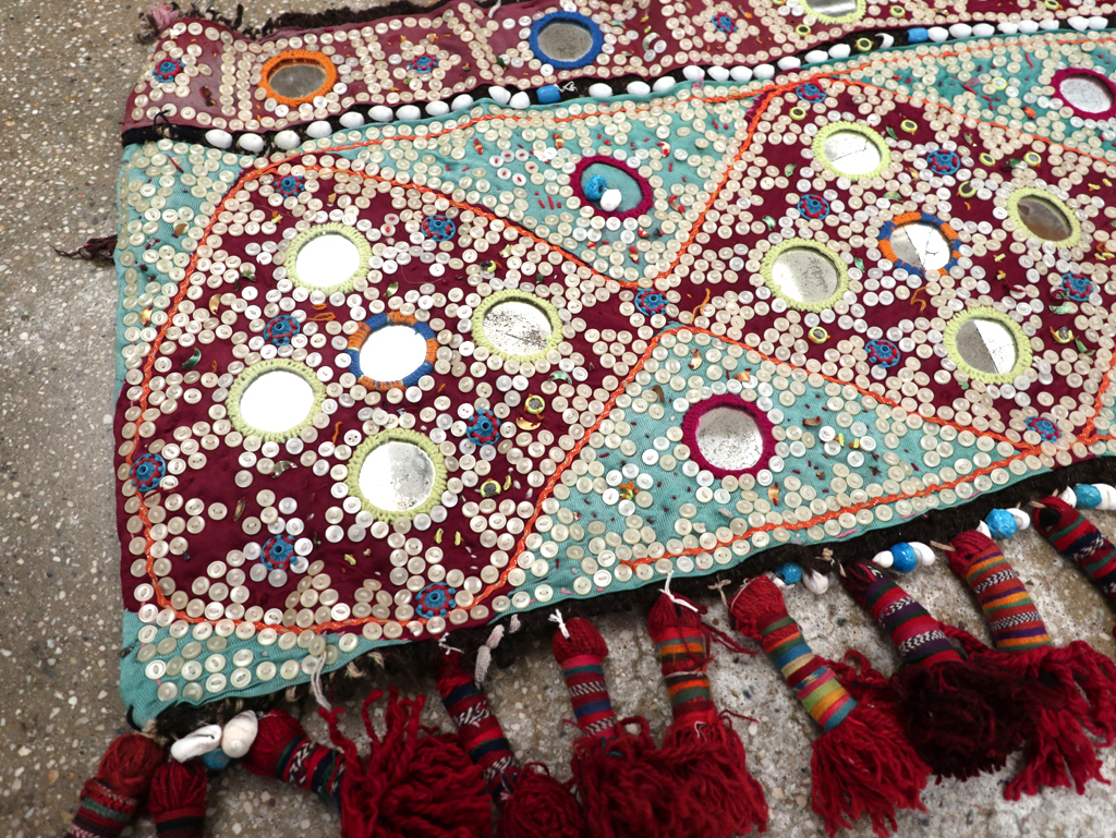 Vintage Persian Embroidered and Beaded Door Overhang Textile, No.30454 - Galerie Shabab