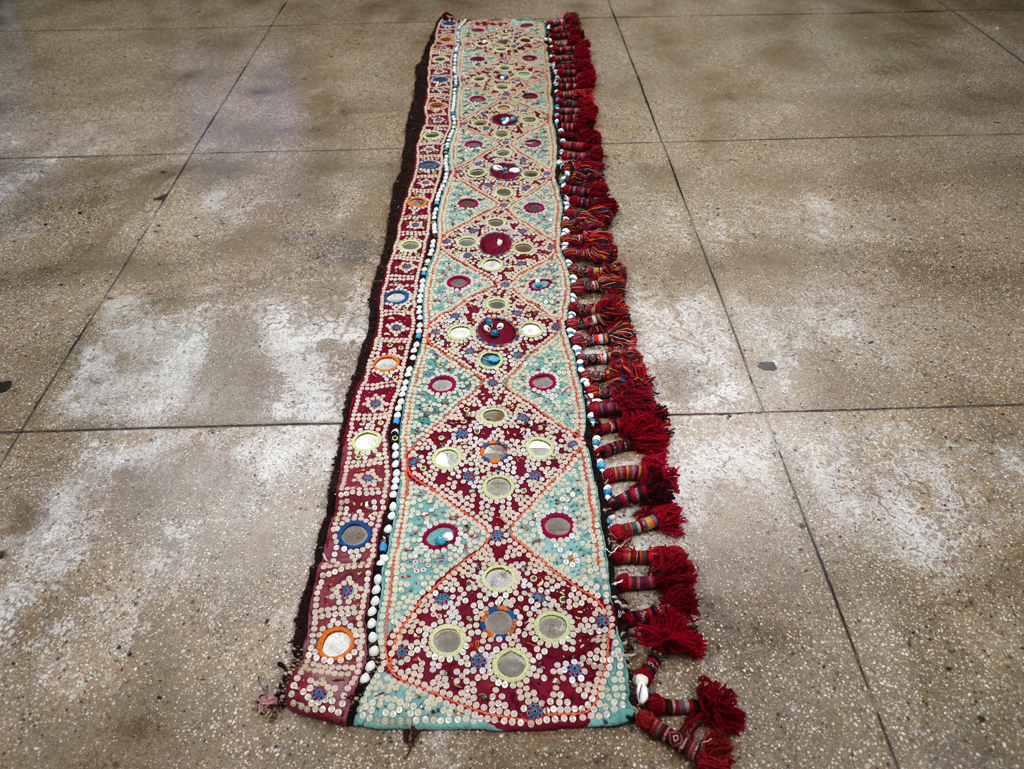 Vintage Persian Embroidered and Beaded Door Overhang Textile, No.30454 - Galerie Shabab