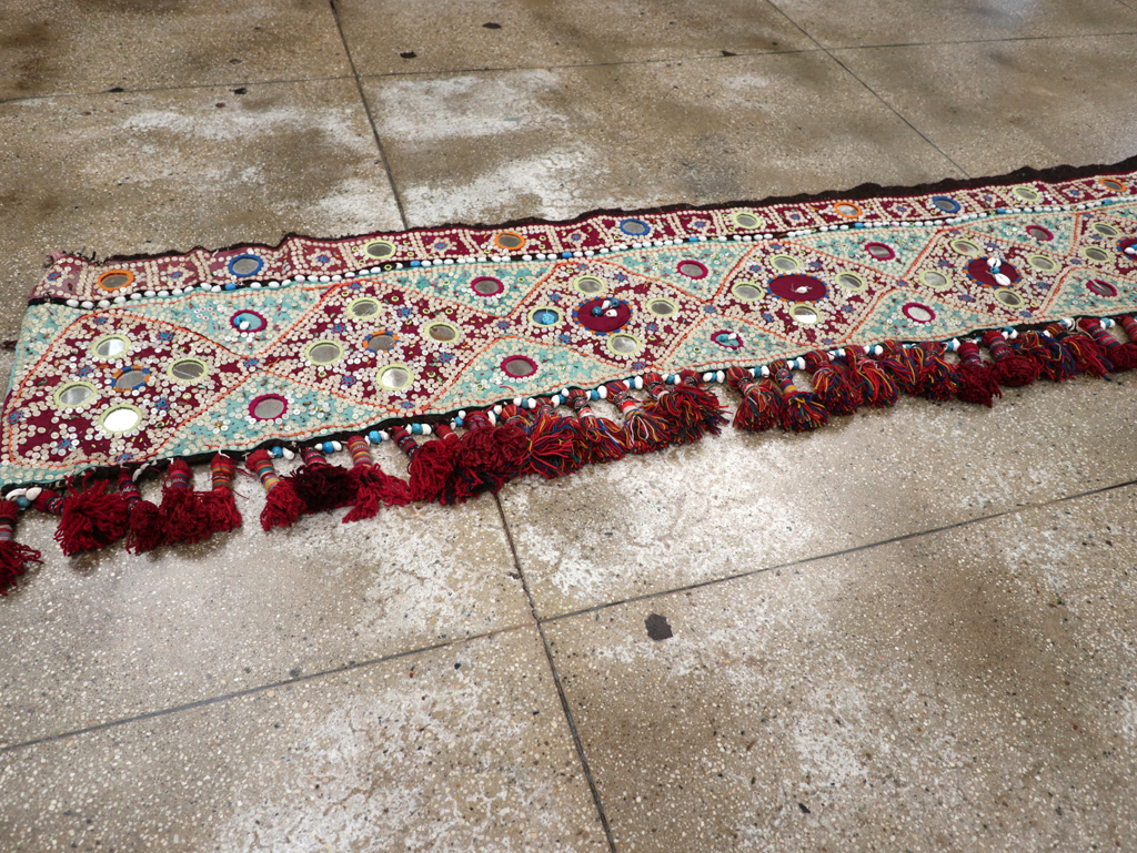 Vintage Persian Embroidered and Beaded Door Overhang Textile, No.30454 - Galerie Shabab