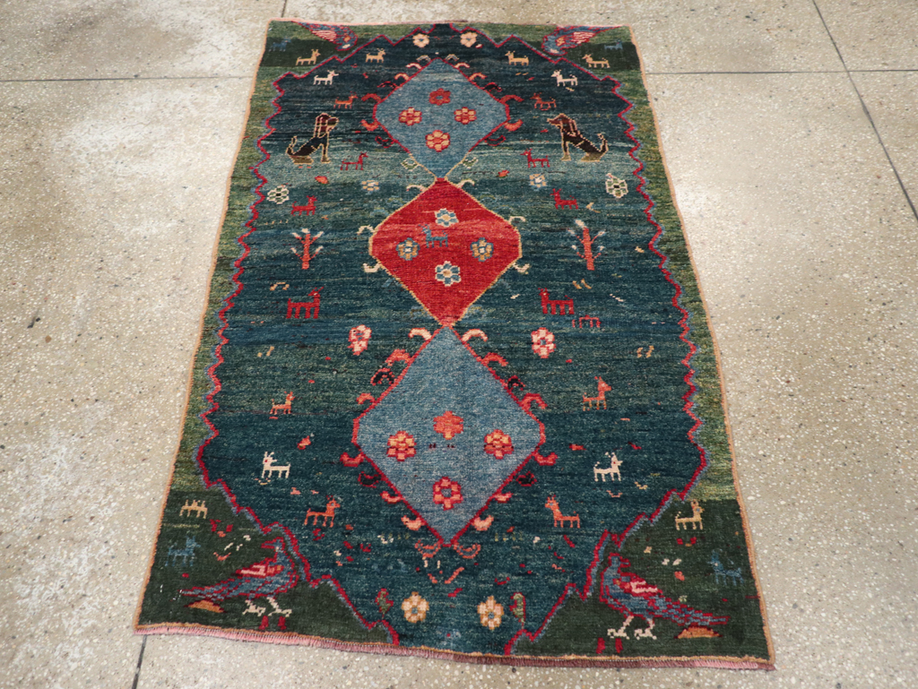 Vintage Persian Gabbeh Throw Rug, No.30475 - Galerie Shabab