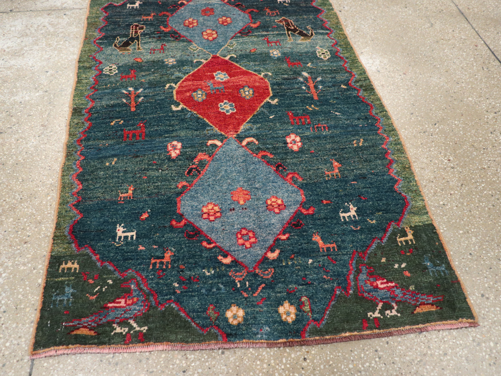 Vintage Persian Gabbeh Throw Rug, No.30475 - Galerie Shabab