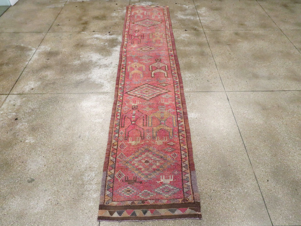 Vintage Turkish Anatolian Pictorial Runner, No.30492 - Galerie Shabab