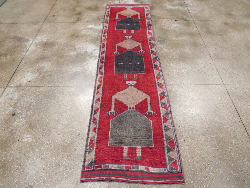 Vintage Turkish Anatolian Pictorial Runner, No.30495 - Galerie Shabab