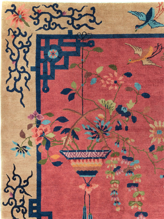 Vintage Chinese Pictorial Art Deco Small Room Size Carpet, No.30508 - Galerie Shabab