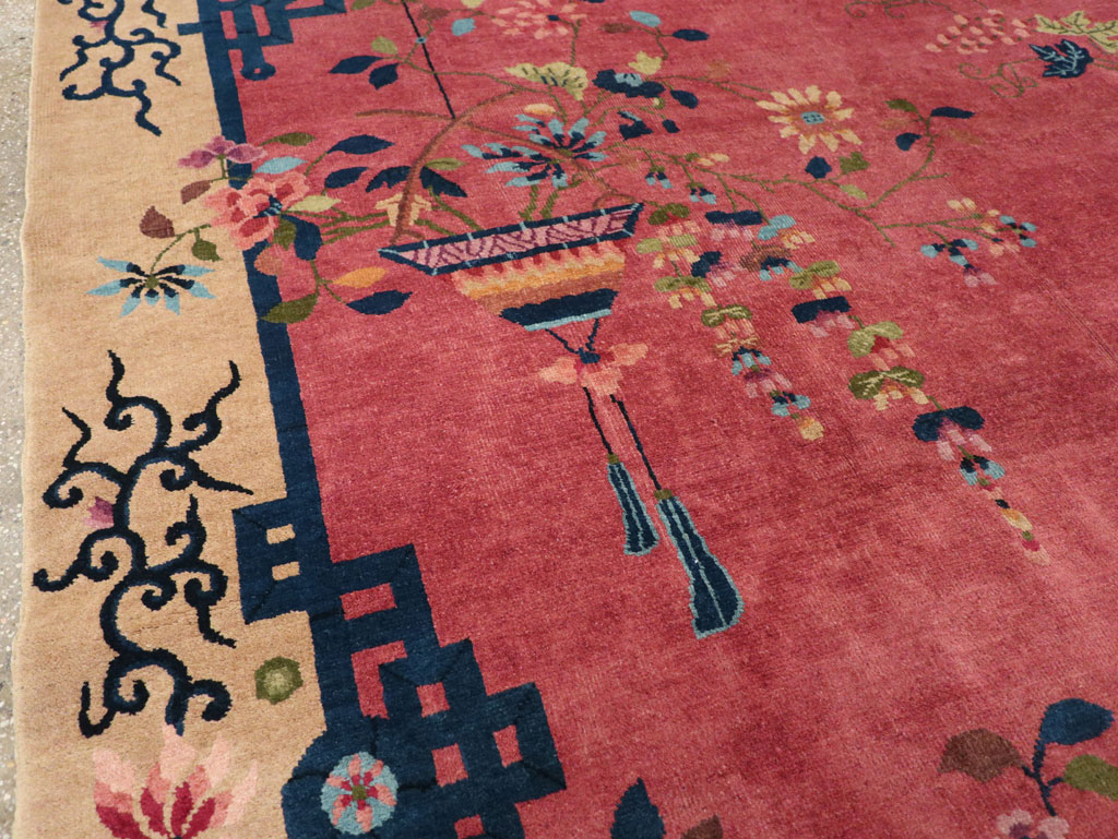 Vintage Chinese Pictorial Art Deco Small Room Size Carpet, No.30508 - Galerie Shabab