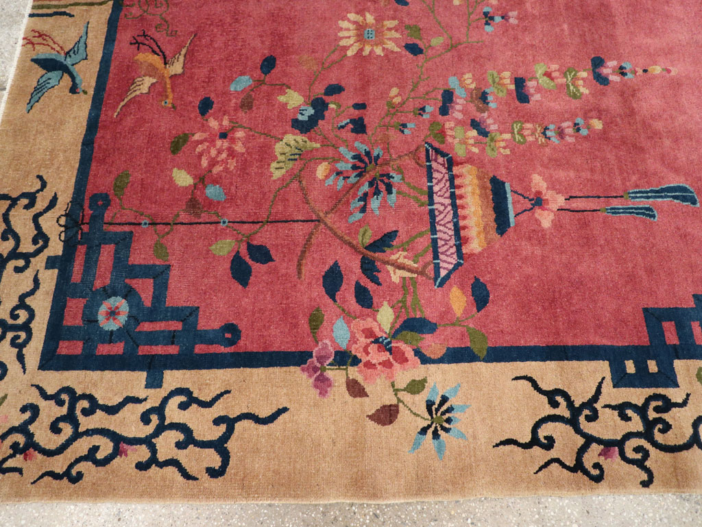 Vintage Chinese Pictorial Art Deco Small Room Size Carpet, No.30508 - Galerie Shabab
