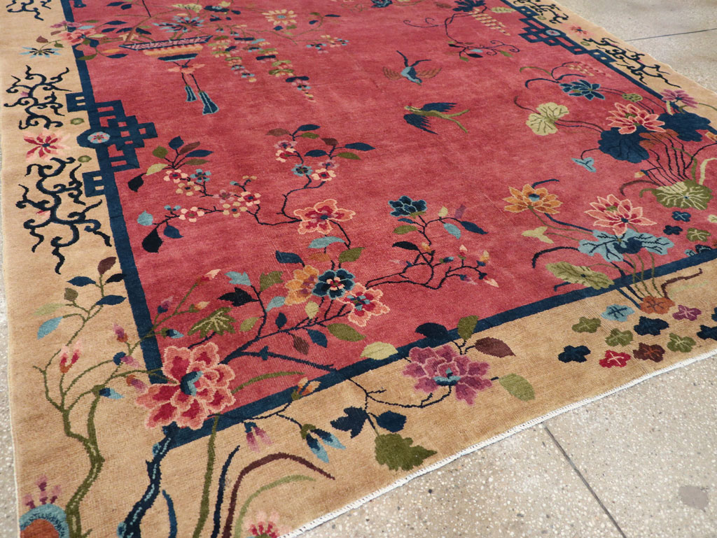 Vintage Chinese Pictorial Art Deco Small Room Size Carpet, No.30508 - Galerie Shabab