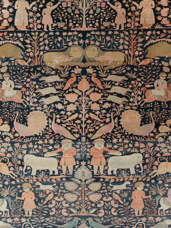 Antique Persian Mohtasham Kashan Large Room Size Pictorial Carpet, No.30541 - Galerie Shabab