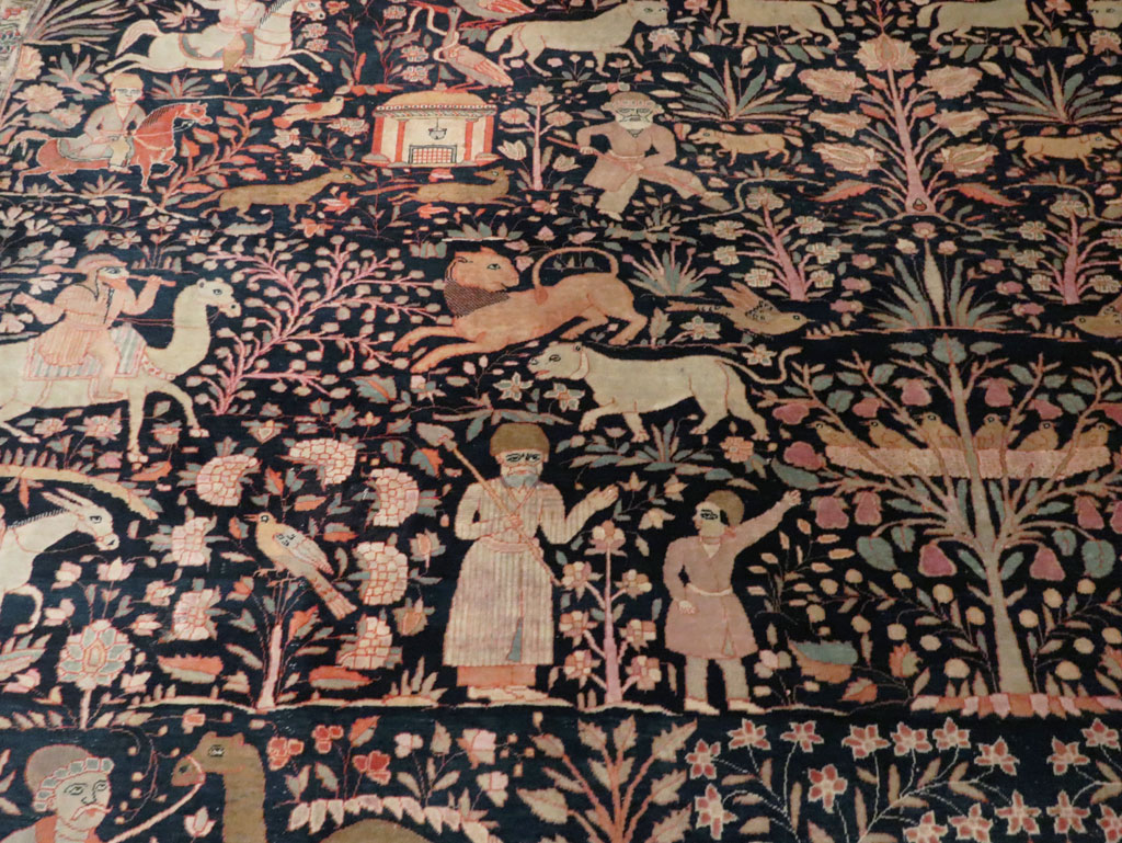 Antique Persian Mohtasham Kashan Large Room Size Pictorial Carpet, No.30541 - Galerie Shabab