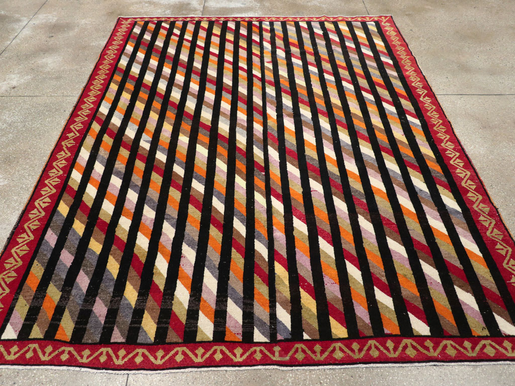 Vintage Turkish Anatolian Art Deco Style Small Room Size Carpet, No.30551 - Galerie Shabab